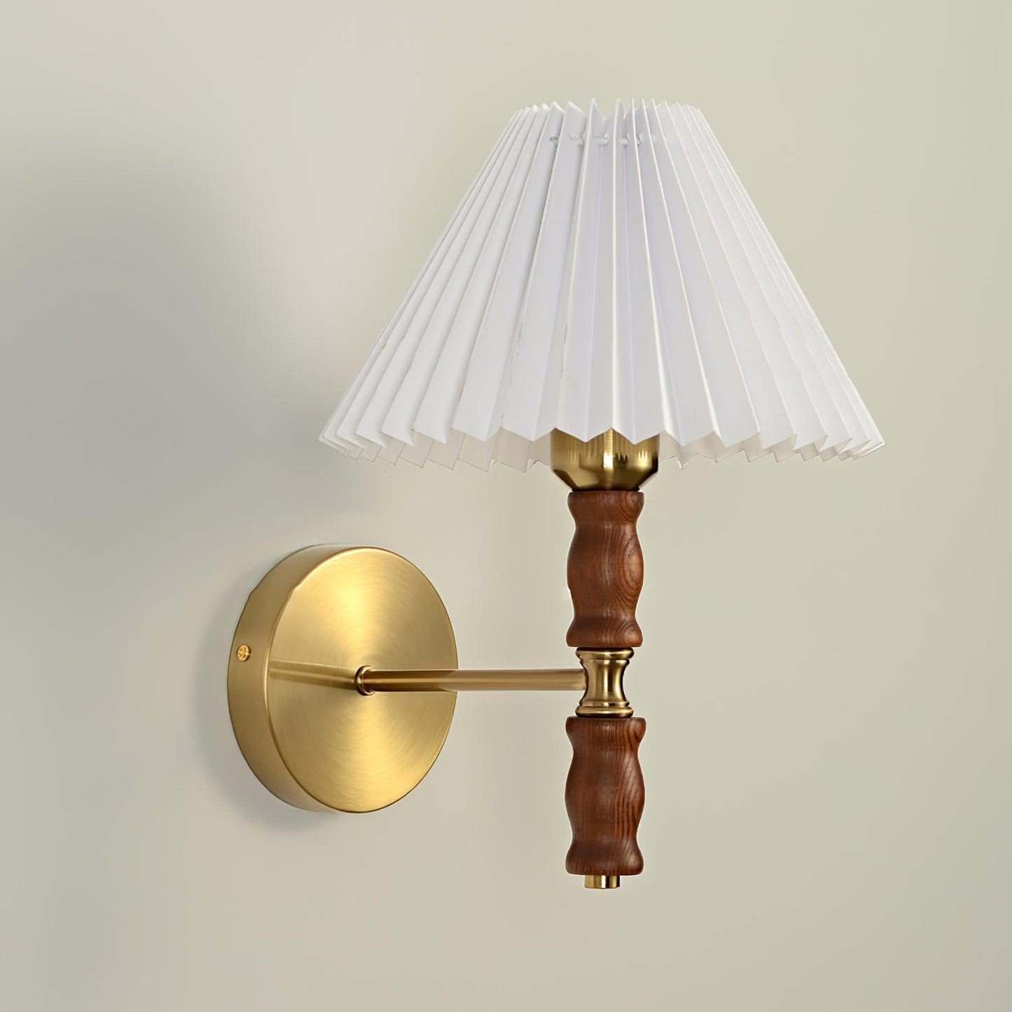 Pleated Walnut Wall Light | LED Indoor Fixture, Elegant Design