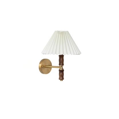 Pleated Walnut Wall Light | LED Indoor Fixture, Elegant Design