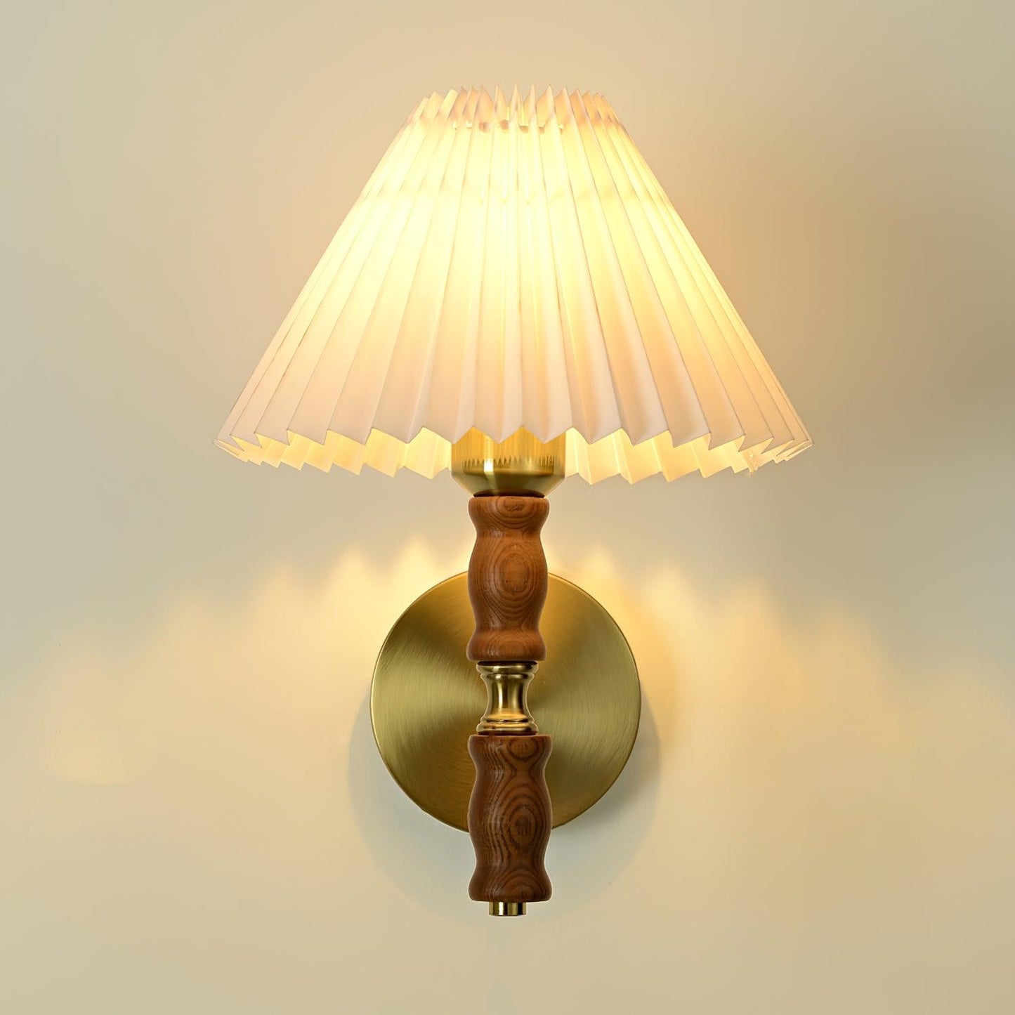 Pleated Walnut Wall Light | LED Indoor Fixture, Elegant Design