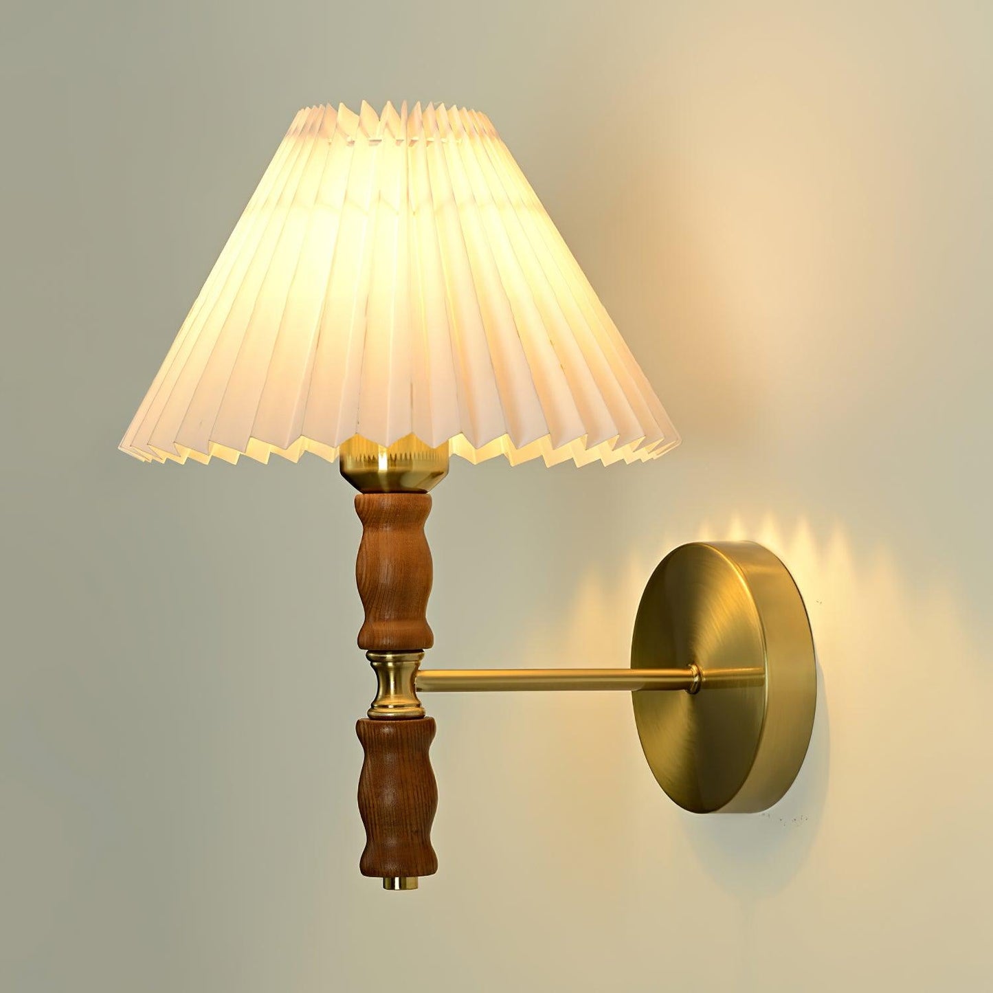 Pleated Walnut Wall Light | LED Indoor Fixture, Elegant Design