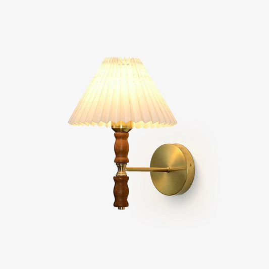 Pleated Walnut Wall Light | LED Indoor Fixture, Elegant Design