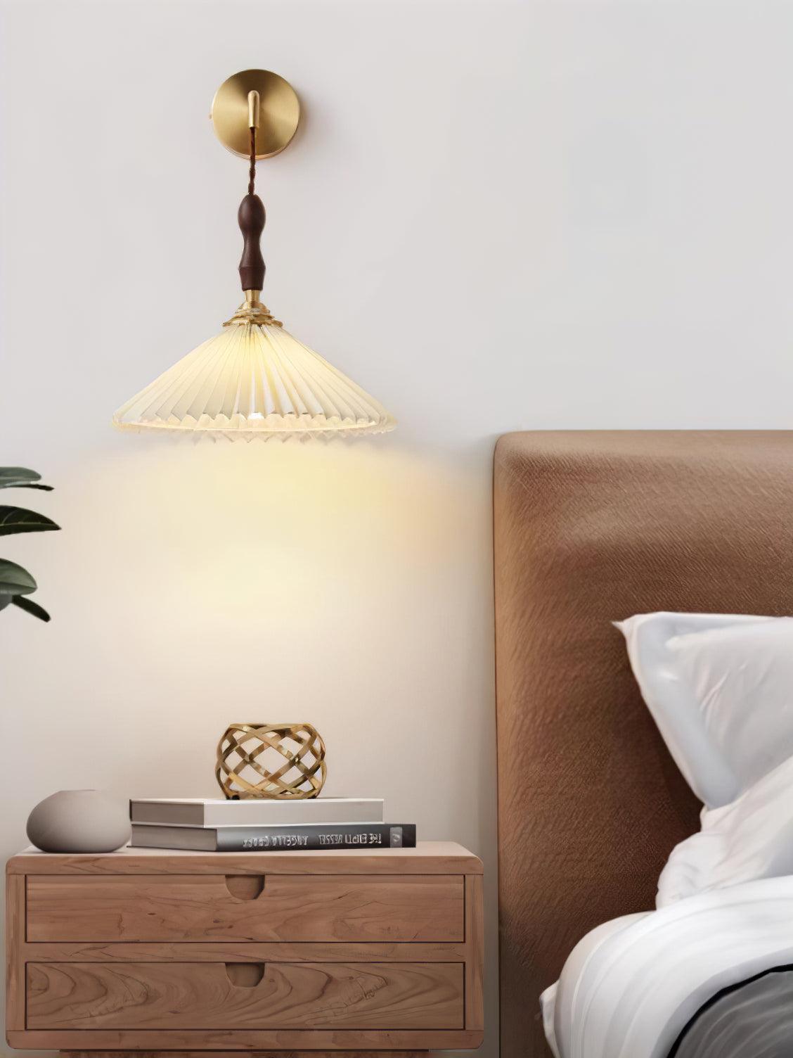 Pleated Wooden Wall Lamp - Stylish LED Indoor Lighting