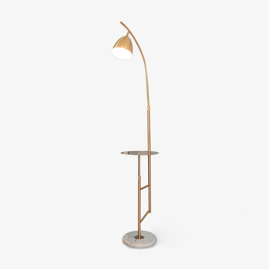 Rani Floor Lamp with Tray, LED, Metal, Black, Gold Finish
