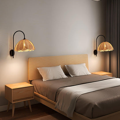 Rattan Petal Wall Lamp - LED Indoor Lighting Fixture