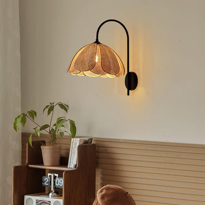 Rattan Petal Wall Lamp - LED Indoor Lighting Fixture
