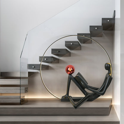 Reader Sculpture Floor Lamp with LED Light - Black Design