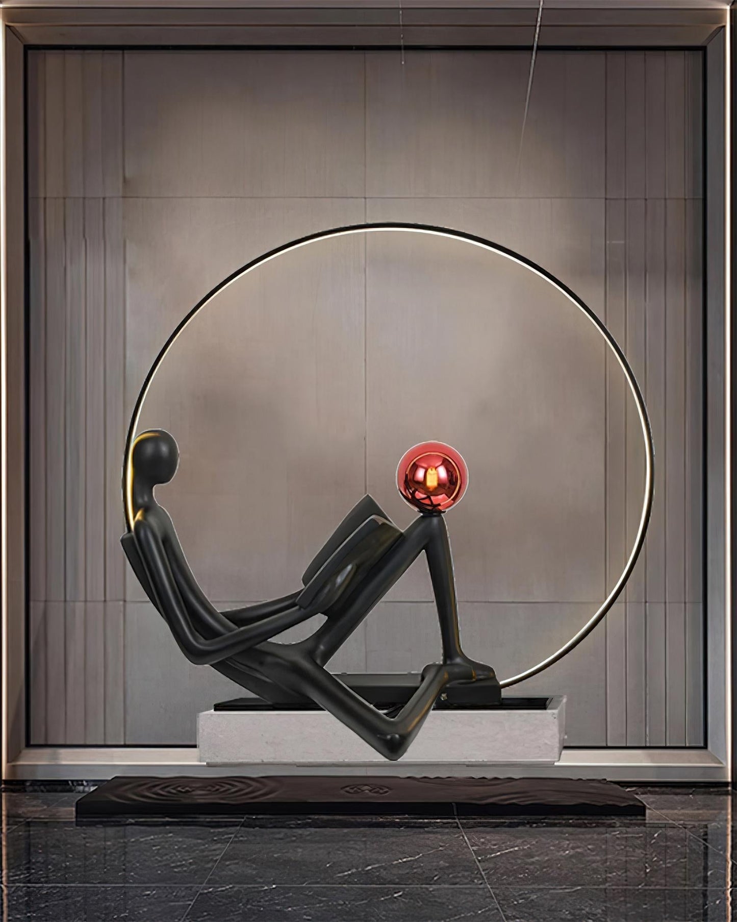 Reader Sculpture Floor Lamp with LED Light - Black Design