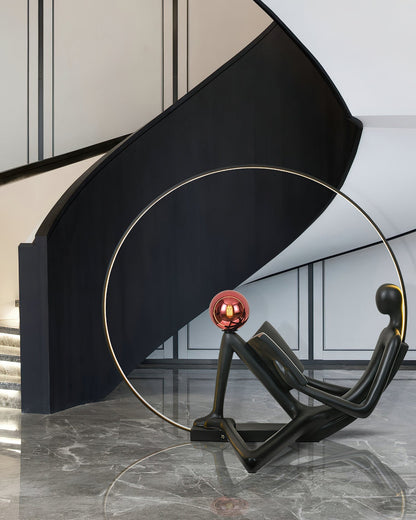 Reader Sculpture Floor Lamp with LED Light - Black Design