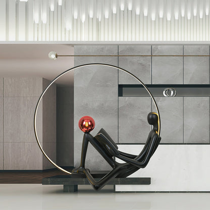 Reader Sculpture Floor Lamp with LED Light - Black Design