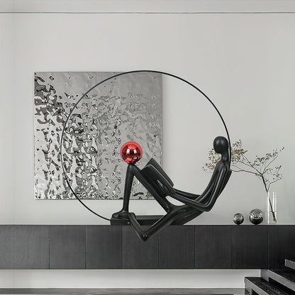 Reader Sculpture Floor Lamp with LED Light - Black Design