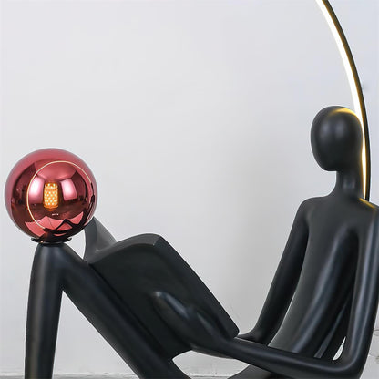 Reader Sculpture Floor Lamp with LED Light - Black Design