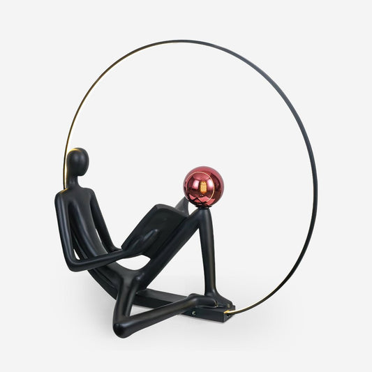 Reader Sculpture Floor Lamp with LED Light - Black Design
