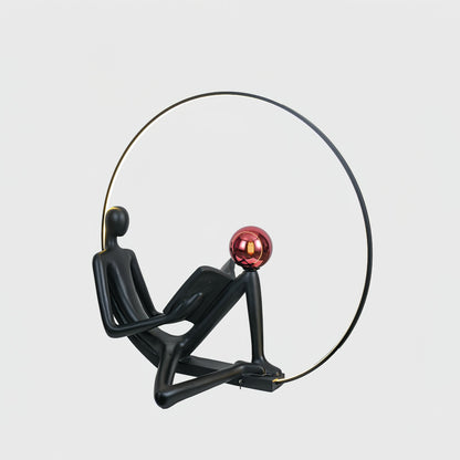 Reader Sculpture Floor Lamp with LED Light - Black Design