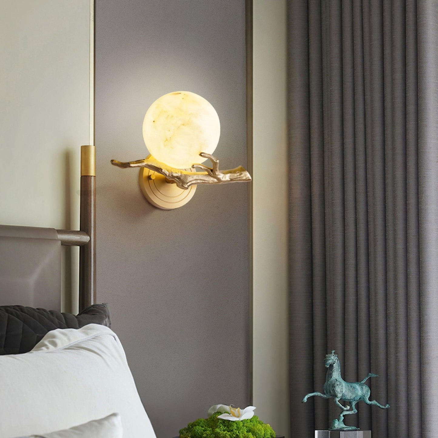Retro Twigs Wall Lamp - Brass & Marble LED Sconce Set of 2
