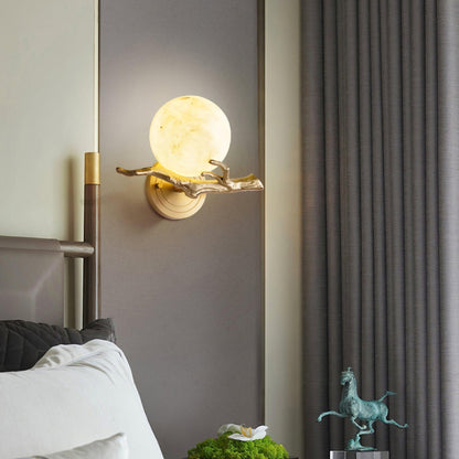 Retro Twigs Wall Lamp - Brass & Marble LED Sconce Set of 2