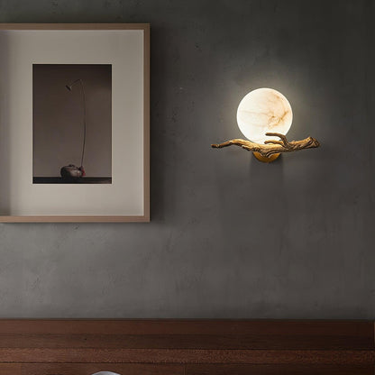 Retro Twigs Wall Lamp - Brass & Marble LED Sconce Set of 2
