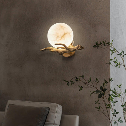 Retro Twigs Wall Lamp - Brass & Marble LED Sconce Set of 2