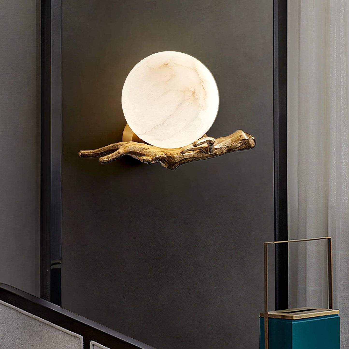 Retro Twigs Wall Lamp - Brass & Marble LED Sconce Set of 2
