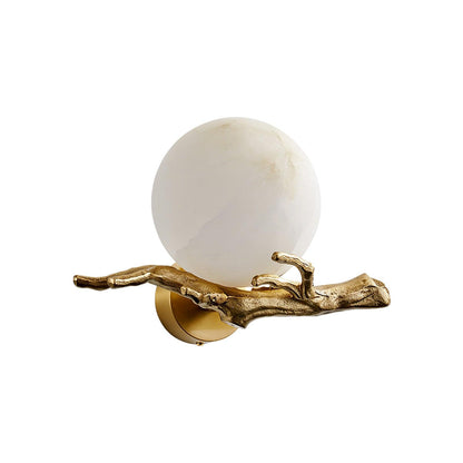 Retro Twigs Wall Lamp - Brass & Marble LED Sconce Set of 2