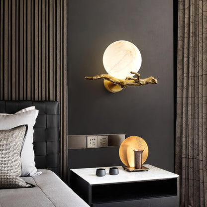 Retro Twigs Wall Lamp - Brass & Marble LED Sconce Set of 2