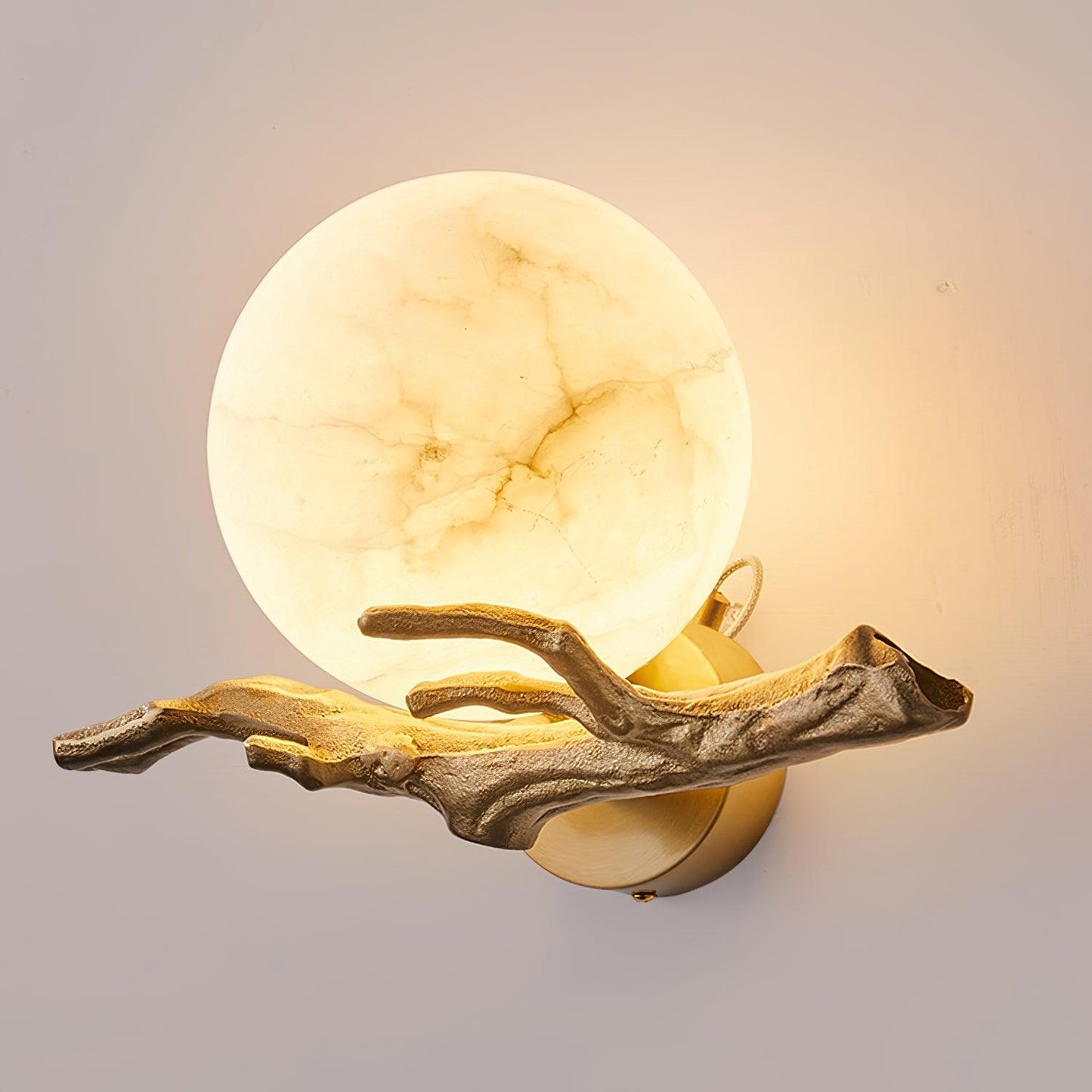 Retro Twigs Wall Lamp - Brass & Marble LED Sconce Set of 2