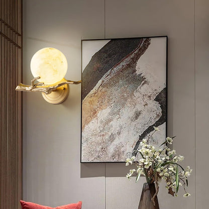 Retro Twigs Wall Lamp - Brass & Marble LED Sconce Set of 2