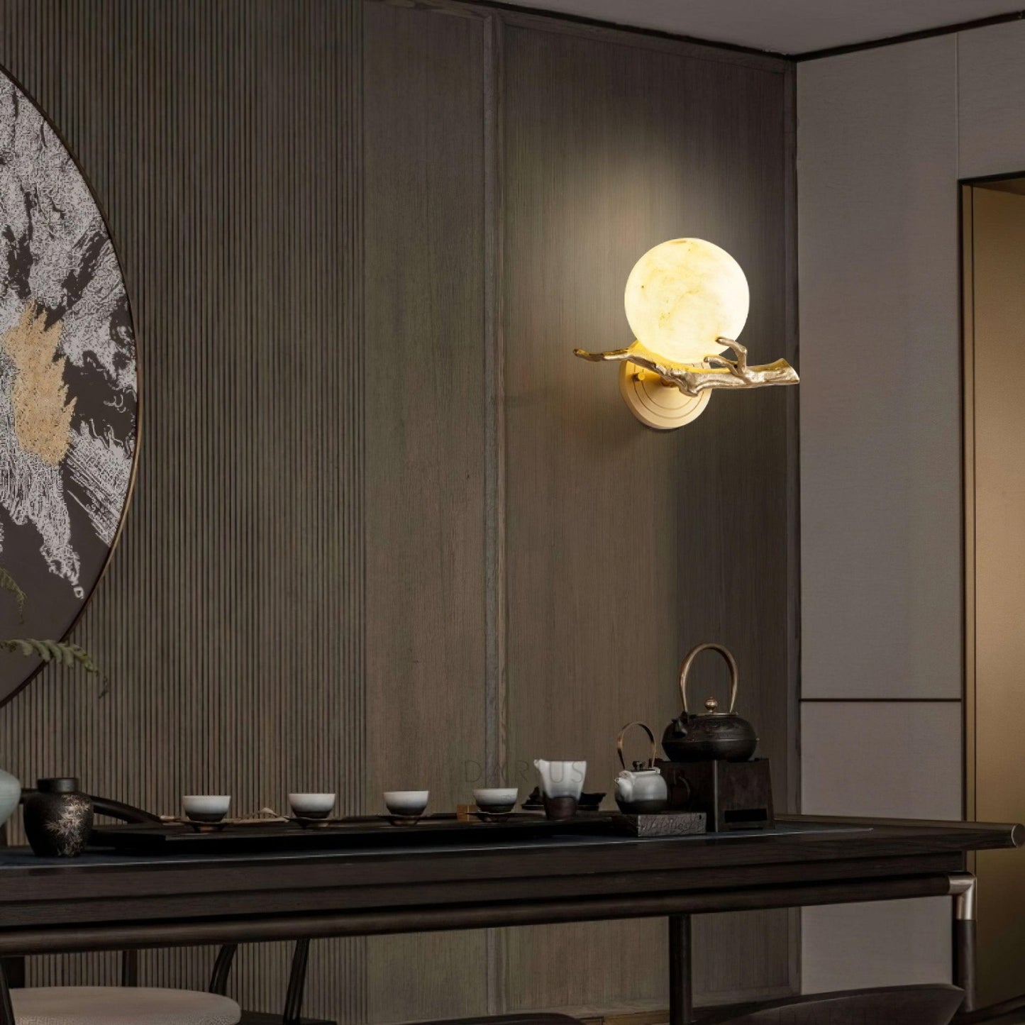 Retro Twigs Wall Lamp - Brass & Marble LED Sconce Set of 2