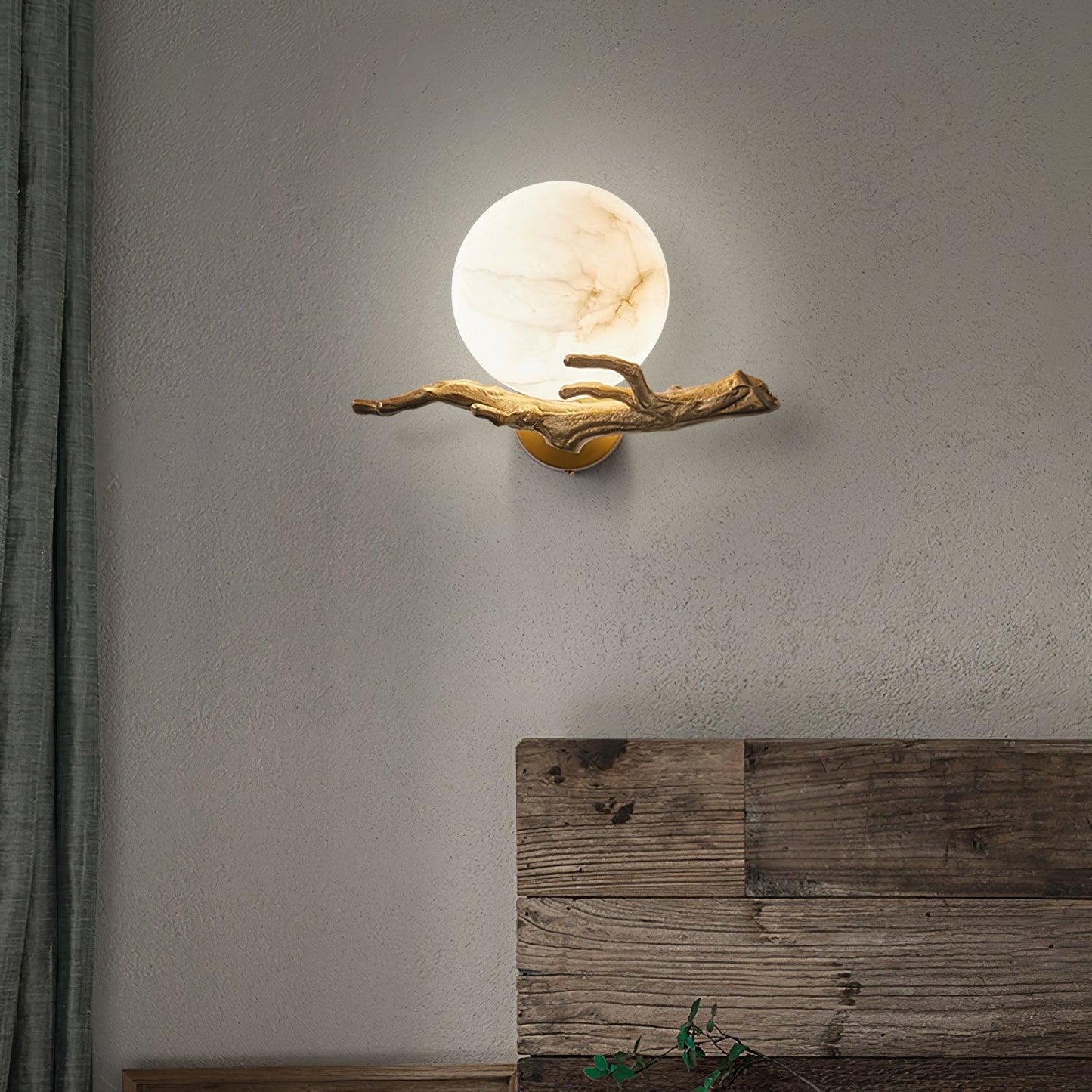 Retro Twigs Wall Lamp - Brass & Marble LED Sconce Set of 2