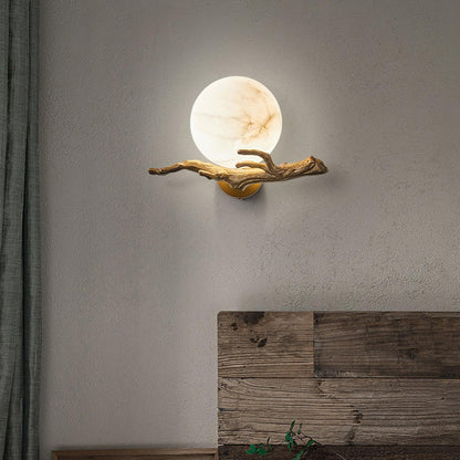 Retro Twigs Wall Lamp - Brass & Marble LED Sconce Set of 2