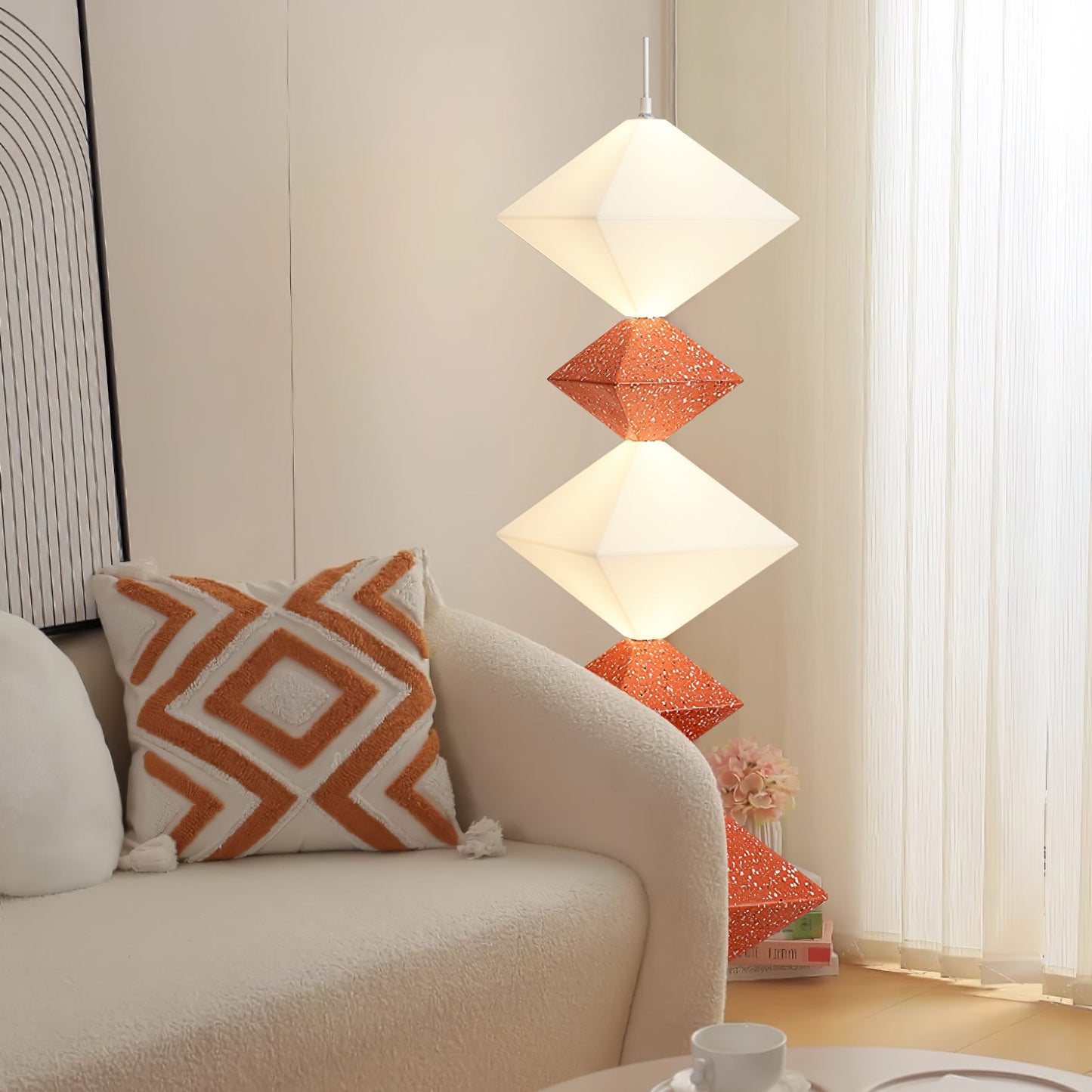 Rhombus Cube Floor Lamp with LED Light, Dimmable, Indoor