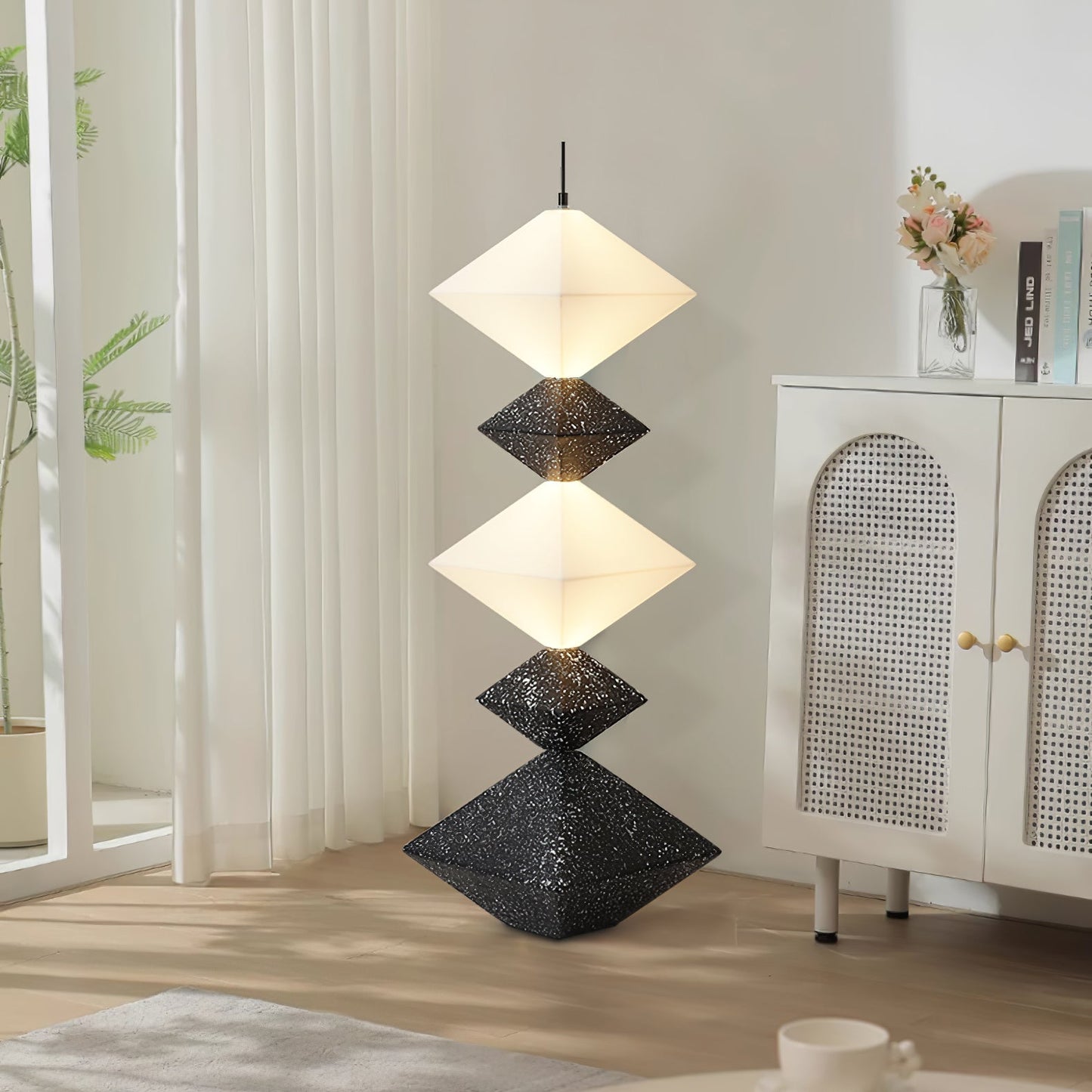 Rhombus Cube Floor Lamp with LED Light, Dimmable, Indoor
