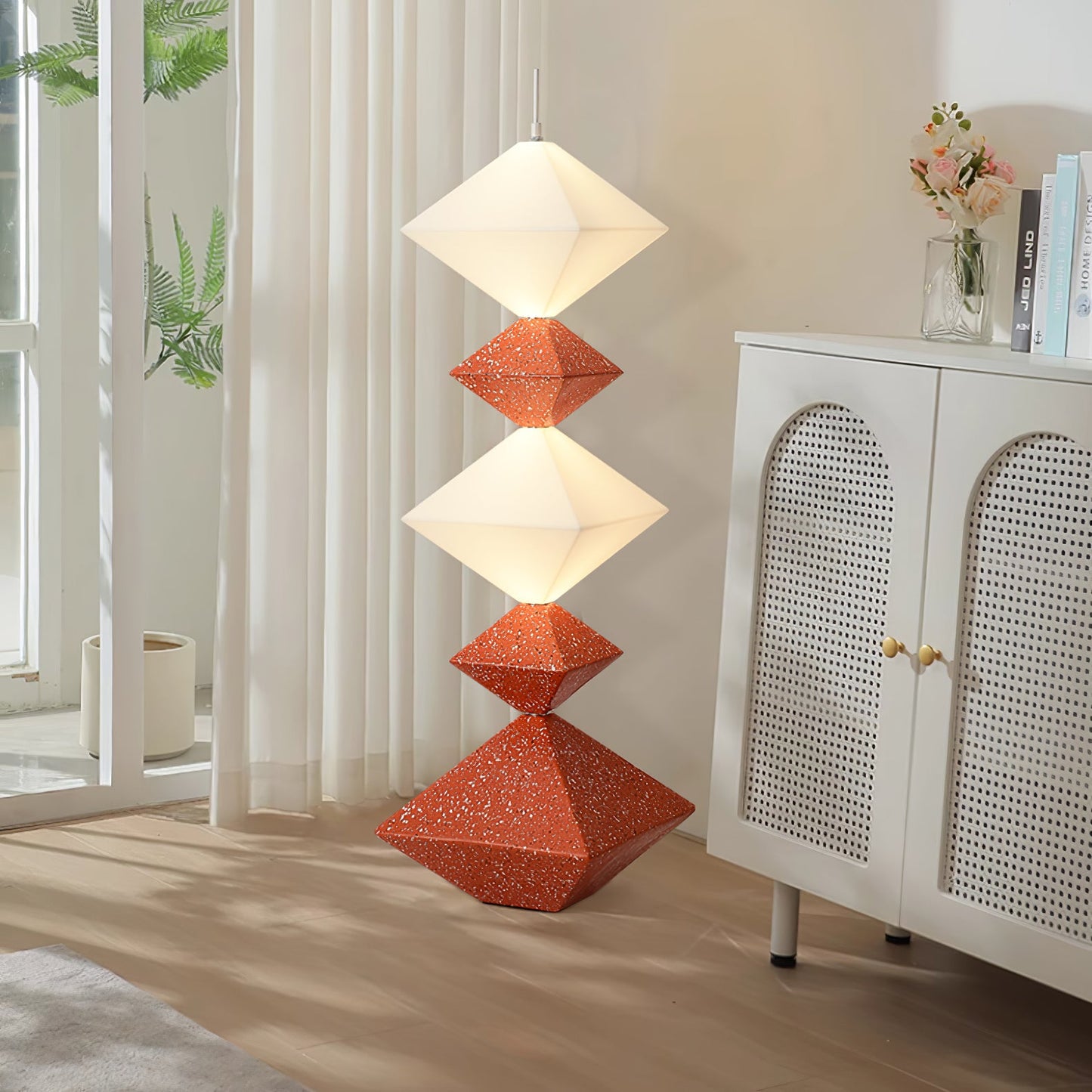 Rhombus Cube Floor Lamp with LED Light, Dimmable, Indoor