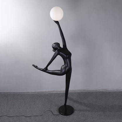 Rhythmic Gymnast Sculpture Floor Lamp LED Black Art Design