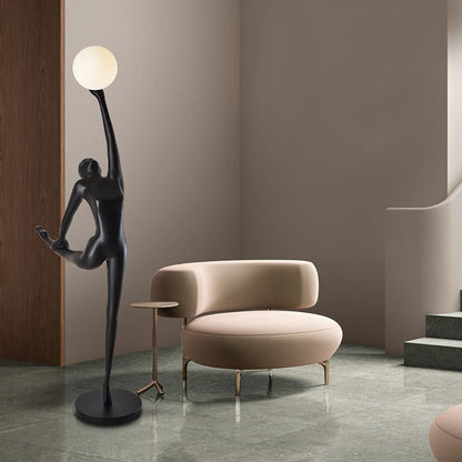 Rhythmic Gymnast Sculpture Floor Lamp LED Black Art Design
