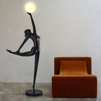 Rhythmic Gymnast Sculpture Floor Lamp LED Black Art Design