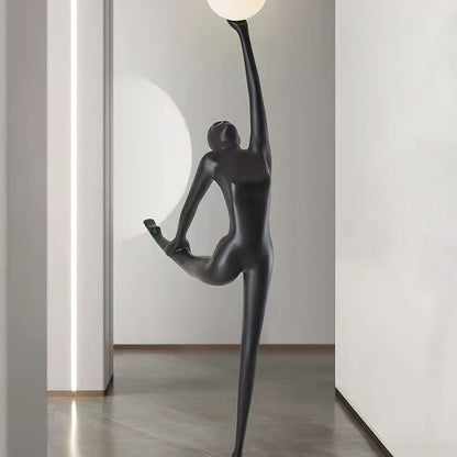 Rhythmic Gymnast Sculpture Floor Lamp LED Black Art Design