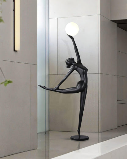 Rhythmic Gymnast Sculpture Floor Lamp LED Black Art Design