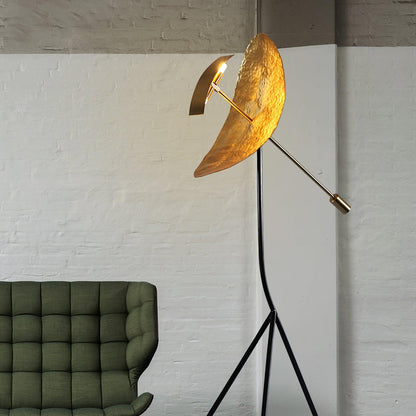 Ribot Floor Lamp LED Indoor Tripod Light - Gold Metal Design