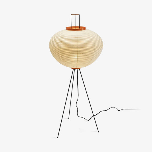 Rice Paper Floor Lamp - Indoor LED Lantern Design, Black