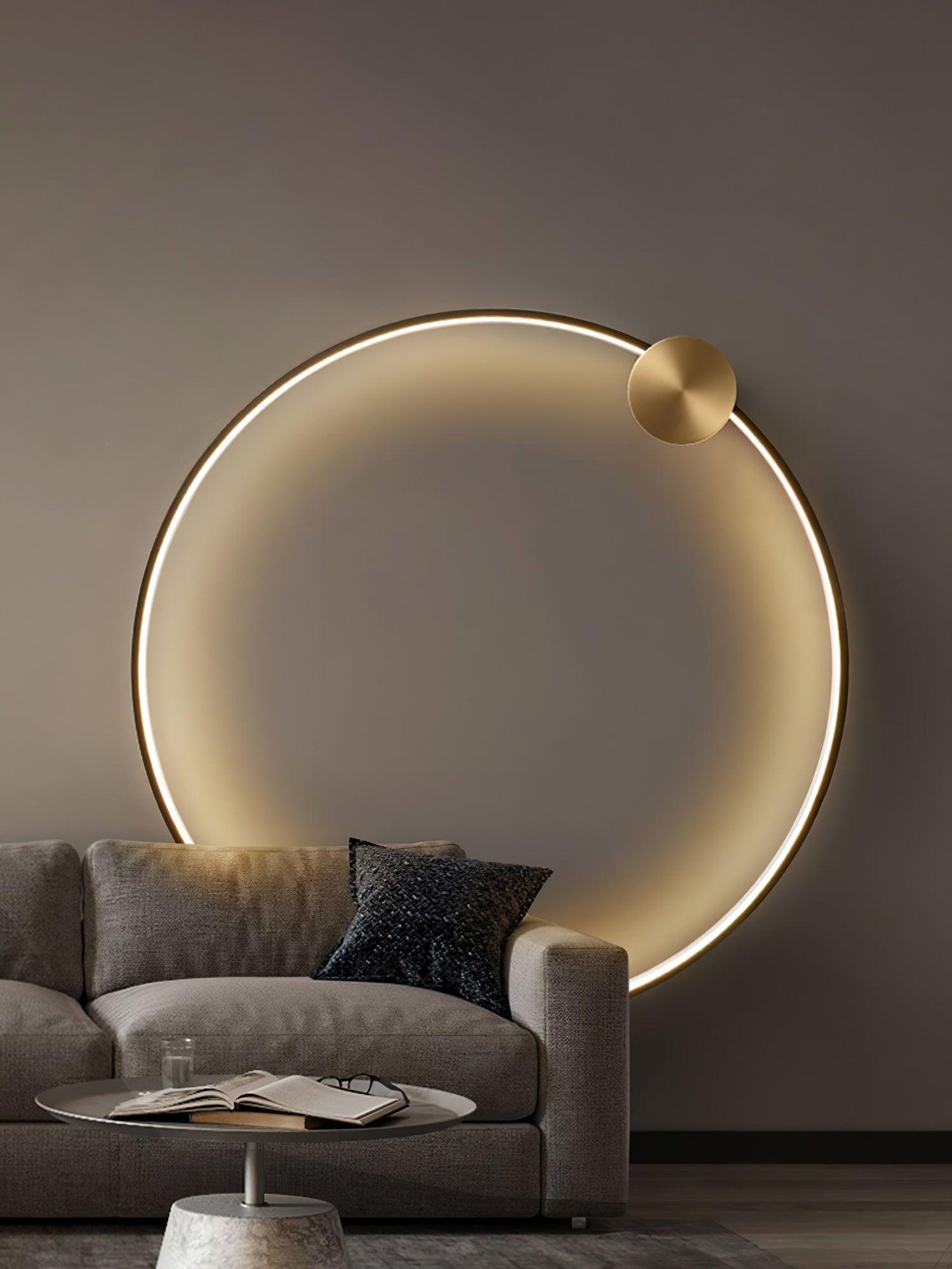 Ring Shaped LED Wall Light - Brass Finish, Energy Efficient