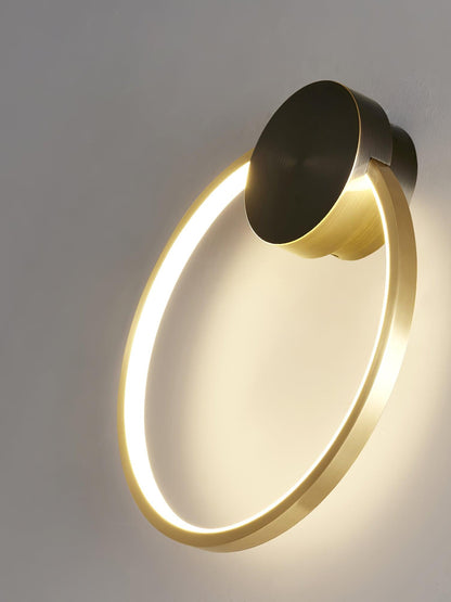Ring Shaped LED Wall Light - Brass Finish, Energy Efficient