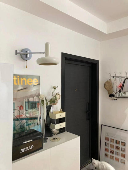 Rocker Wall Light Set of 2 with Adjustable Cream Shade