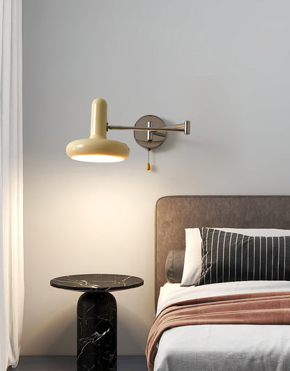 Rocker Wall Light Set of 2 with Adjustable Cream Shade