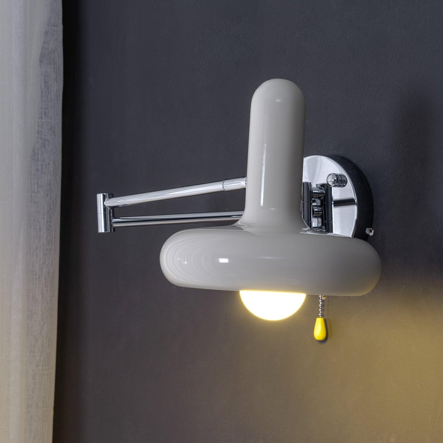 Rocker Wall Light Set of 2 with Adjustable Cream Shade