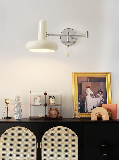 Rocker Wall Light Set of 2 with Adjustable Cream Shade