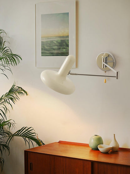Rocker Wall Light Set of 2 with Adjustable Cream Shade