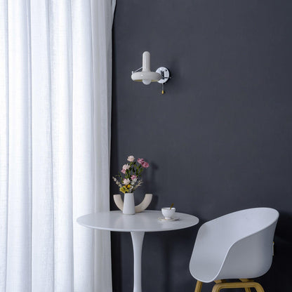 Rocker Wall Light Set of 2 with Adjustable Cream Shade