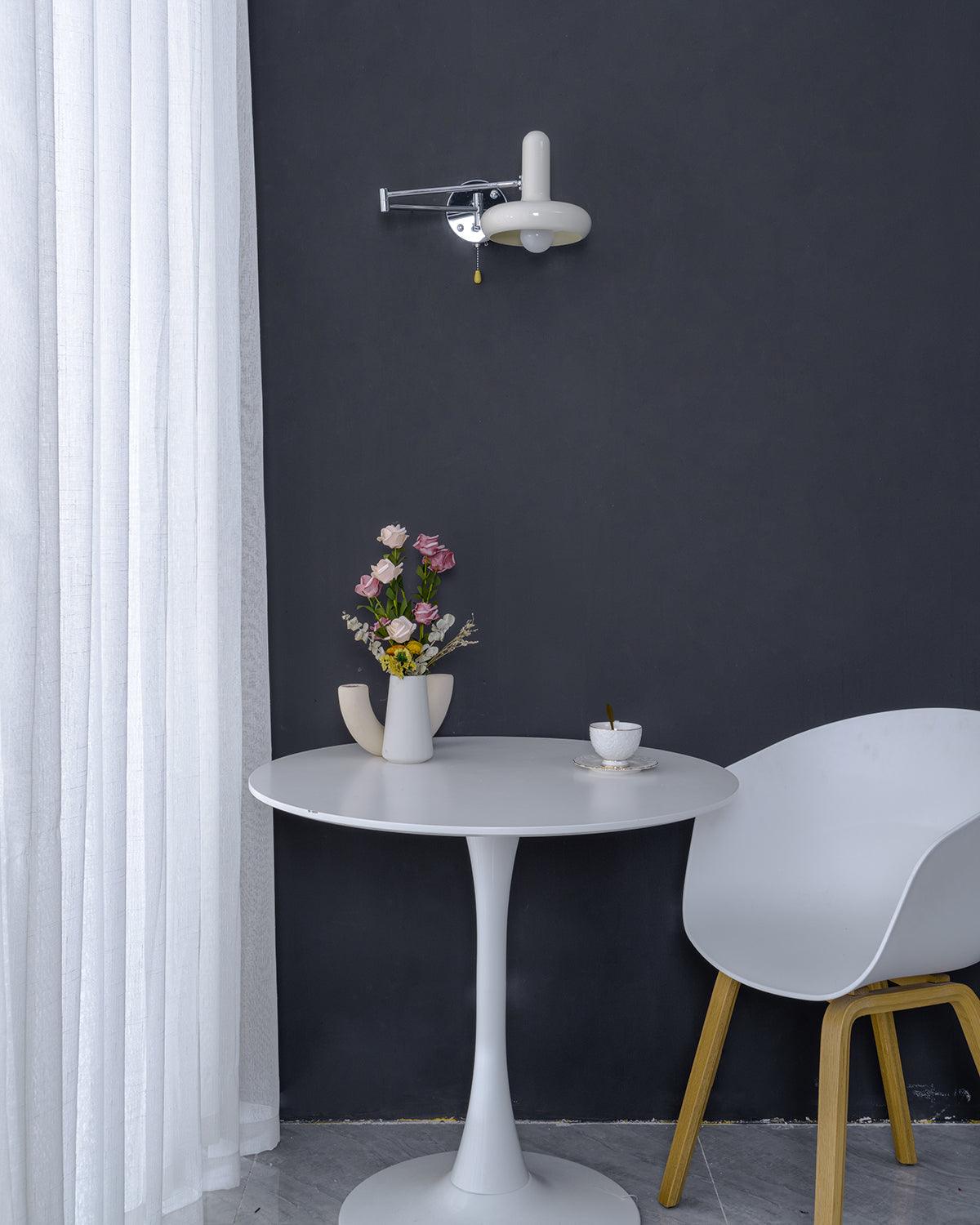 Rocker Wall Light Set of 2 with Adjustable Cream Shade
