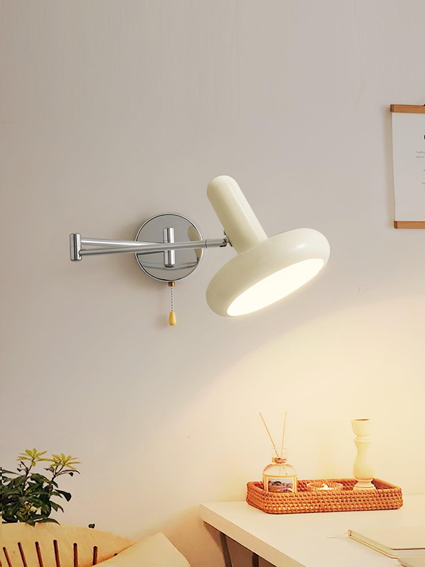 Rocker Wall Light Set of 2 with Adjustable Cream Shade