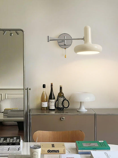 Rocker Wall Light Set of 2 with Adjustable Cream Shade